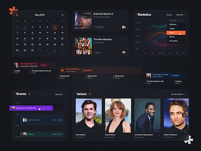 UI Elements for Actor Management Web App acting actor agent app art industry calendar clean date event management manager progress project roadmap ui ux web web application web design zajno