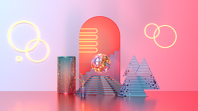 Vaporwave 3D Art 3d cinema4d design illustration illustration art illustration design