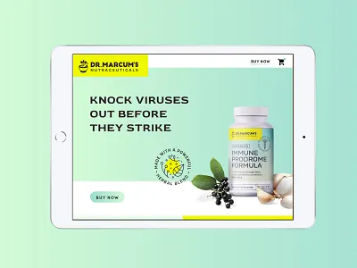 Dr. Marcum's Landing Page badge branding garlic health herbal landing page design medicine natural package mockup packagedesign packaging supplement ui ux webdesign website