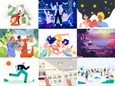 Top Nine -2020 2020 2021 2d 8marth animals bat character color coronavirus doctors girl hand illustration love nature newyear plant sport tree uiuxdesign