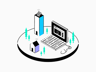 Fiber Internet is the Baseline for Vibrant Communities city connected fiber illustration infrastructure internet isometric smart city tech urban virtual