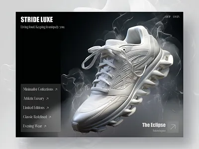 Luxury sneakers bento cards cart category concept dark darktheme ecommerce fashion genz home landingpage luxury product design saas shoe shopping sneakers web design