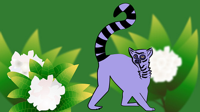 Gardenia and a blue lemur illustration