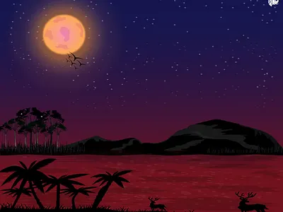 COLORFUL NIGHT DESERT 2d flat art adobe illustrator arts illustration concept art dark art design digital art environment art fyp illustration landscape illustration moonlit art nature art nature inspired night desert night mountains nightscape illustration portrait art stars vector art