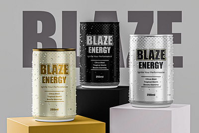 Blaze Energy Can Label Design graphic design product design