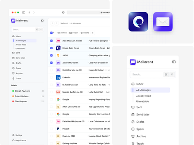 Mailorant - Inbox Mail Feature ✉️ attachment clean clean design conversation dashboard email email client emura gmail inbox interface judha mail mailbox message message app messaging product design saas saas design