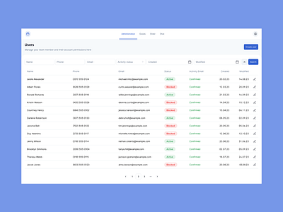 Dashboard - Users manager minimal modern ui nav navbar navigation notification preferences product design search settings side nav sidenav table team management ui ui design user interface user management users