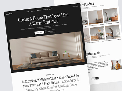 CozyNest - Furniture Landing Page clean design ecommerce furniture furniture website interior landing landing page marketplace product product list shop ui ui design uiux ux web web design website website design