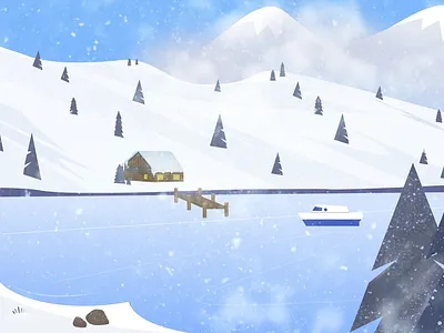 Winter landscape design illustration ui vector