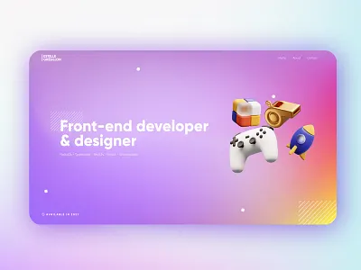 New Portfolio Hero Scene 3d animation branding design designer developer gaming gradient interaction motion motion design parallax portfolio ui ux webdesign