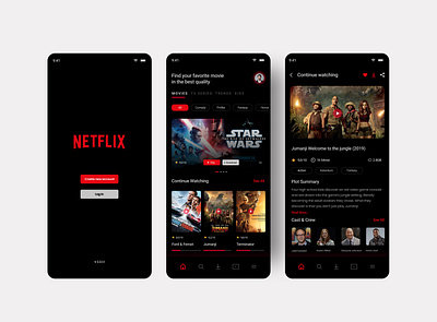 Netflix Mobile App Redesign app design icon interaction design interface minimal mobile app typography ui ux