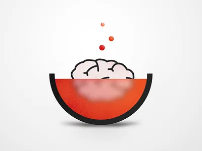 Brain in a Bowl branding icon illustration logo vector