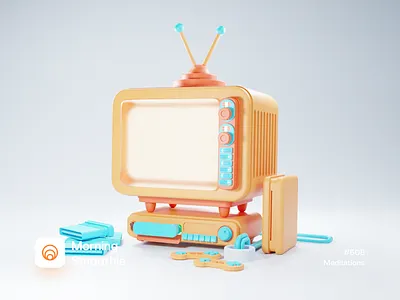 Meditations 3d 3d art blender blender3d concept console diorama game gaming icon iconography icons illustration isometric isometric design isometric illustration low poly television tv app tv set