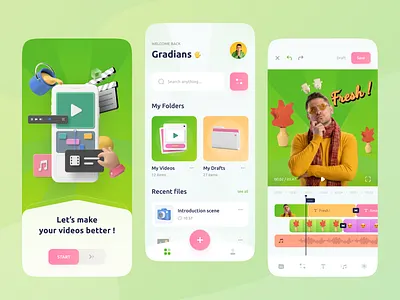 Video Editor Apps 3d 3d art app apps clean design editor file illustraion ios mobile photoshop ui ux video
