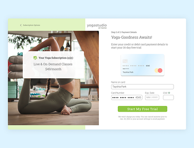 Yoga Studio Checkout Page - Web checkout checkout form checkout page desktop design web designer webdesign