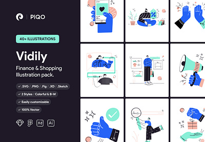 Vidily Illustartion Kit character characterdesign design finance illustration illustration kit illustration pack illustrations minimal shopping ui8