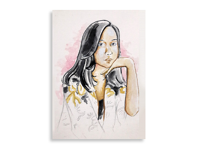 Hand Drawn Portrait artwork fine art gift portrait sketch watercolor