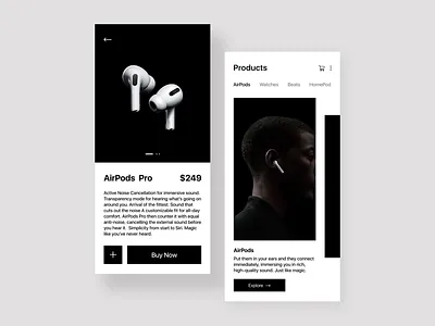 AirPods UI/UX design concept airpods black concept design mobile design music ui user experience user inteface ux white