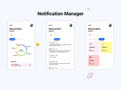 Notification Manager App Concept design graphicdesign interface minimal mobile app mobile ui mockup ui uidesign uiux uxdesign