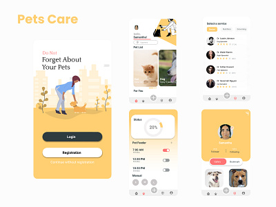 Pets App UI/UX Design app arduino cat design figma illustration internetofthings pet adoption petcare petshop petstore ui ux