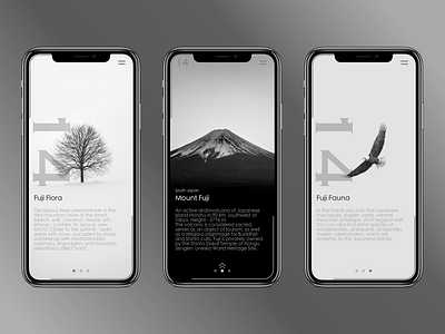 World Travel App app clean design clear design concept design excursion fauna flora fuji layout minimal minimalism mobile app scroll simple tour tree ux white world