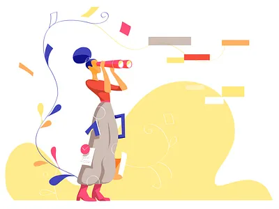 Looking for Innovation binocular find flow horizon illustration line of sight looking searching telescope vision visionary watching zoom