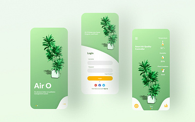 Air O app design environment indoor minimal plant pollution ui uiux ux vector