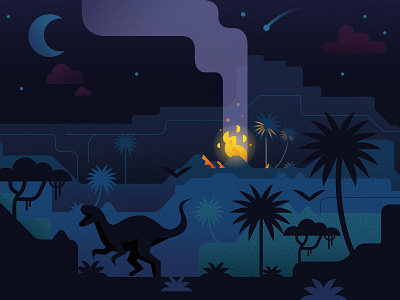 Stone Age design dinosaur forest historic history icon illustration illustrator moon night vector vector illustration volcanic volcano