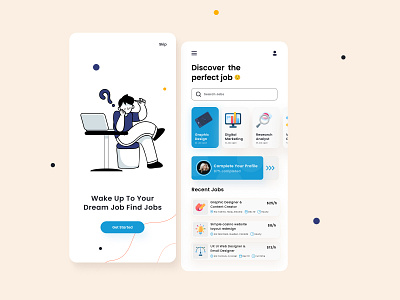 Job Searching App Concept app app design best clean clean ui color concept find job finder job job app job post morden popular search soft colors ux visual design