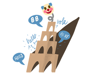 Babel Box adobe babel branding cartoon clown design games illustration logo vector
