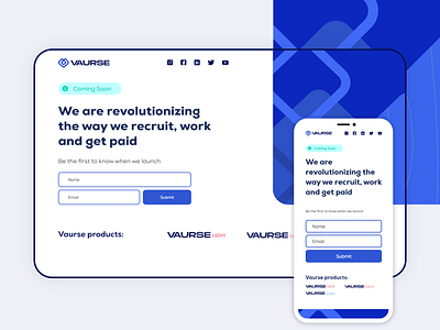 Vaurse Coming Soon UI coming soon page coming soon template comingsoon landing landing design landing page design ui ux