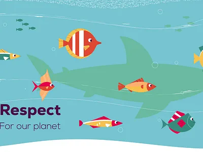 Vexqusit character fish flat shark underwater vector vegan