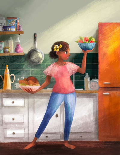 Mom's Kitchen book cover character design childrens book childrens book illustration childrens illustration illustration illustrator page design page layout page spread