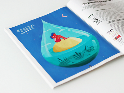 "I cry for nothing" illustration fro Sante cry design drop graphic illustration isometric magazine print psychology tear woman