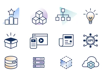 StepZen Icons api branding icons lineart lines marketing server startup svg tech