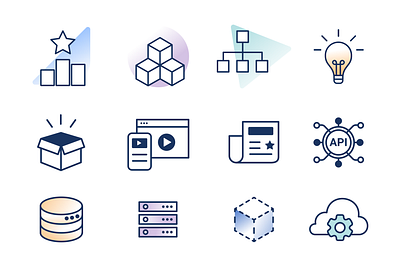 StepZen Icons api branding icons lineart lines marketing server startup svg tech