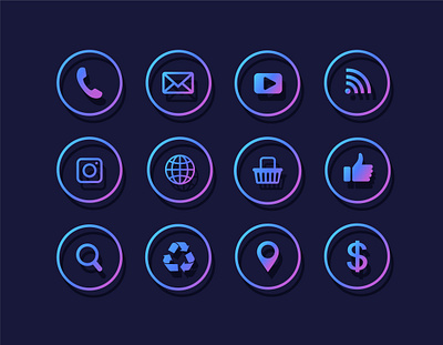 colorful gradient icons for website blue branding digital gradient icon icon dark icons illustration instagram modern money round set socialmedia style vector web webdesign website website design