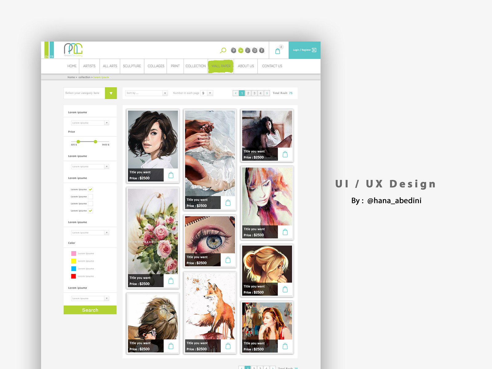 UI UX DESIGN for painting website by Hana_Abedini on Dribbble