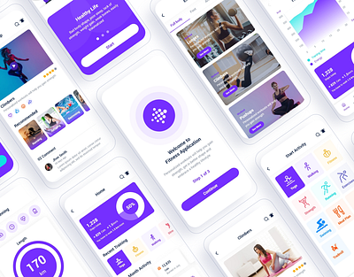 Vigour - Health Fitness Adobe XD Template app design designer fitness gym health ios mobile sport track training ui ux workout yoga