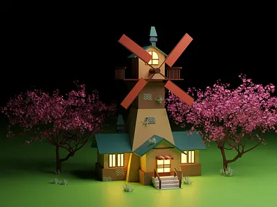 Windmill 3d art 3d artist 3dart blender3d illustration lowpoly3d photoshop trending ui uidesign