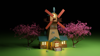 Windmill 3d art 3d artist 3dart blender3d illustration lowpoly3d photoshop trending ui uidesign