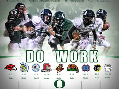 Poster / Schedule for Whiting HS digital art football graphic design photoshop photoshop editing poster design sports branding sports design