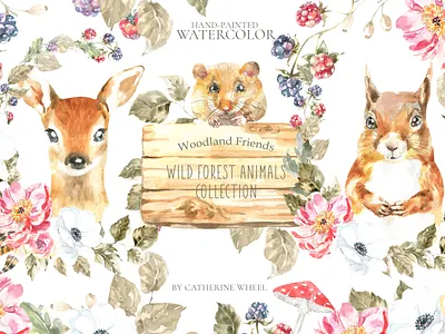 Watercolor Animals Woodland Friends baby shower animal boho animals clipart cute animal deer illustration easter easter bunny forest greeting card illustration nursery decor raccoon spring squirrel wall art watercolor watercolor illustration woodland animals woodland clipart woodland watercolor