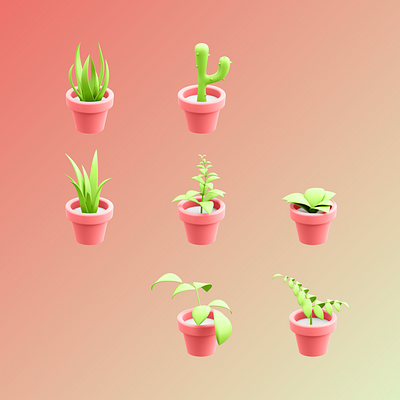 3D Plant Illustrations 3d app blender design illustration kit ui