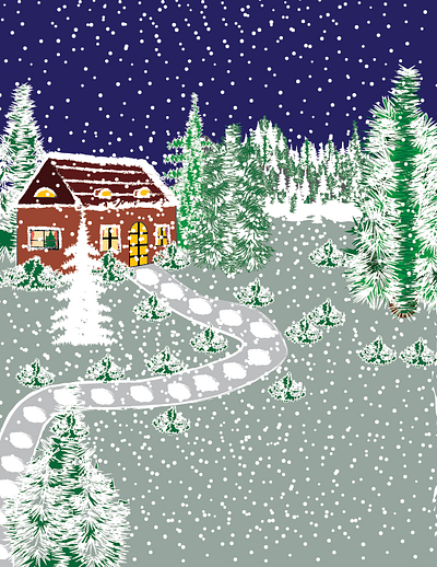 house christmas tree design house illustration illustration sky snow tree