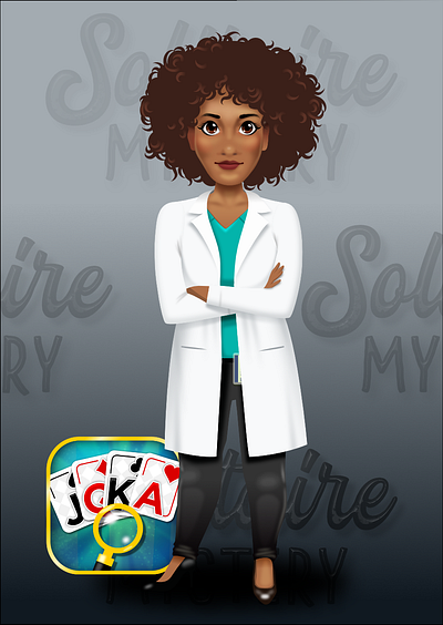 Solitaire Mystery - character design - pathologist 2dgameart 2dgameartguru affinity designer affinitydesigner character design characterdesign game art vector