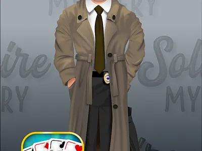 Solitaire Mystery - ingame character - detective 2dgameart 2dgameartguru affinity designer affinitydesigner characterdesign design gameart illustration vector