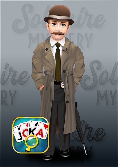 Solitaire Mystery - ingame character - detective 2dgameart 2dgameartguru affinity designer affinitydesigner characterdesign design gameart illustration vector