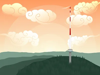Antenne Uetliberg Zürich flat illustration landscape minimal mountain vector