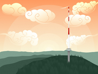 Antenne Uetliberg Zürich flat illustration landscape minimal mountain vector